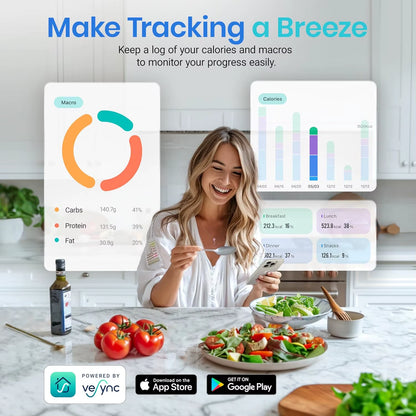 Smart Food Kitchen Scale with Nutritional Calculator, Free App with 19 Nutrients Tracking, Calorie, Marco, Digital Grams And